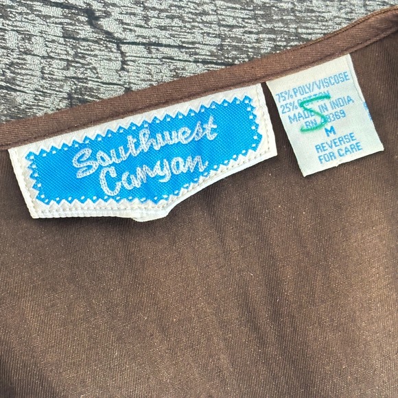 VTG 90s Southwest Canyon Womens M Geometric Jacquard Crop Vest Western Cowgirl‎ - Picture 5 of 6